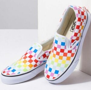 Vans Red and Orange Slip-On Sneakers Vibrant Design
